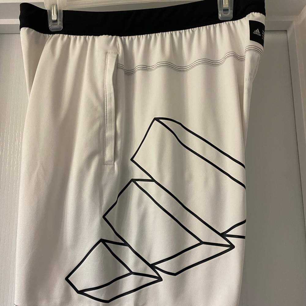 Adidas Men's Athletic Shorts in White and Black Size Medium